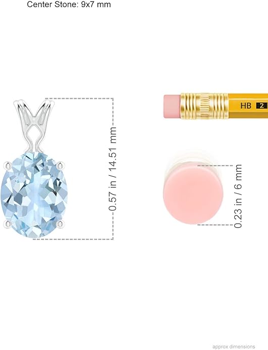 Angara Natural Aquamarine Solitaire Pendant for Women | Vintage in 14K Solid Gold/Platinum With 18" Chain | March Birthday, Anniversary, Gemstone Jewelry Gift