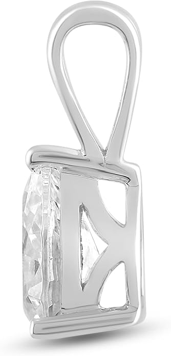 Everyday Elegance Solid 14K Gold Cubic Zirconia Solitaire Pendant Necklace for Women Heart, Princess, Round, Oval, Emerald, Pear & Cushion Cut 1 or 2 CTW | .60mm Thick 16" 18" Length Box Link Chain