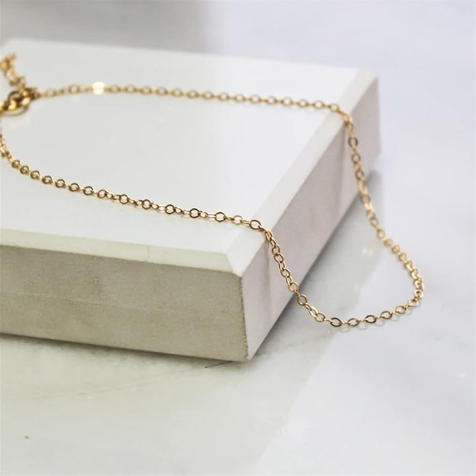 Ankle Bracelets for Women Dainty 18K Gold Plated Anklet Waterproof Round Beaded Paperclip Herringbone Pearl Chain Anklets Waterproof Beach Foot Jewelry