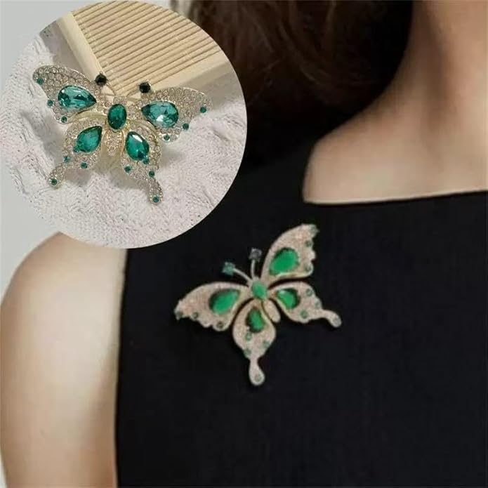 Nyx&lvy Vintage Crystal Flower Brooch Set, 3 Pieces, Purple Pink Green Rhinestones, Gold Tone Floral Pins for Wedding and Evening Wear Christmas gift
