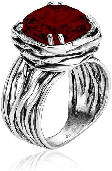 JEAN RACHEL JEWELRY 925 Sterling Silver Ring - Wrap Vintage Design with Cushion Shaped Cubic Zirconia - Hypoallergenic, Lead & Nickel Free - Artisan Handcrafted Statement Rings for Women