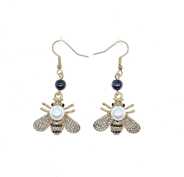 Honey Bee Brooches Crystal Insect Themed Bee Brooch Animal Fashion Shell Pearl Brooch Pin Gold Tone