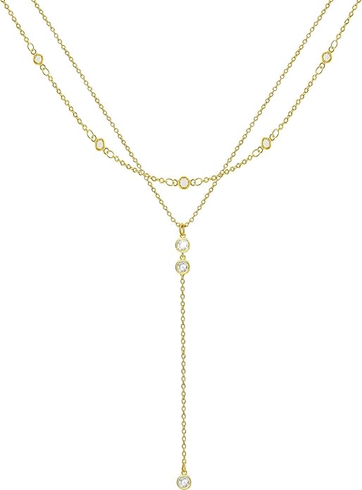 Suyi Lariat Necklace for Women Gold Dainty Long Necklace 14k Gold Plated Y-Shaped Necklaces