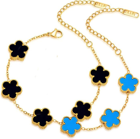 18K Gold-Plated Four Leaf Clover Bracelet for Women,Adjustable lucky Bracelet Set Jewelry Gift-Hypoallergenic Charm for Birthdays, Wellness & Daily Wear