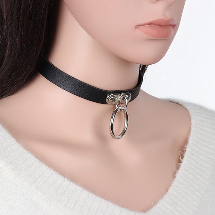 Gothic Choker Necklace Black Geometric Leather Collar Necklace Fashion Punk Jewelry for Women