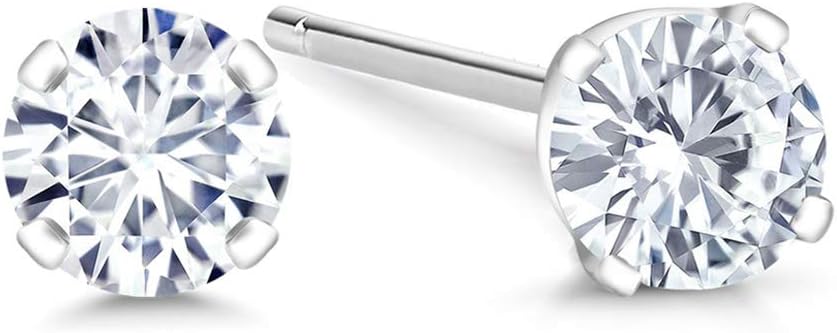 Gem Stone King 0.20 to 6 Cttw 14K Gold Lab Grown Diamond Stud Earrings | Gold Earrings For Women Men | E-F Color | VS1-VS2 Clarity