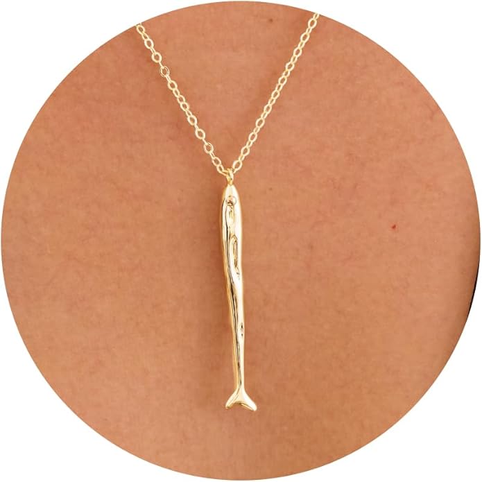 Gold Necklace for Women-14K Gold Plated Bow,Dragon,Shell, Palm Tree, Seahorse, Conch Shell,Sardines, Cowboy Boot,Bat,Bunny Pendant Beachy Jewelry for Women Gifts