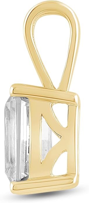 Everyday Elegance Solid 14K Gold Cubic Zirconia Solitaire Pendant Necklace for Women Heart, Princess, Round, Oval, Emerald, Pear & Cushion Cut 1 or 2 CTW | .60mm Thick 16" 18" Length Box Link Chain