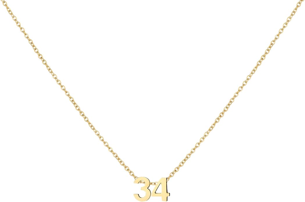 Number Necklace for Women Dainty 18K Gold Plated Pendant Necklace Charm Birth Month Personalized Jewelry Birthday Gift