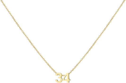 Number Necklace for Women Dainty 18K Gold Plated Pendant Necklace Charm Birth Month Personalized Jewelry Birthday Gift