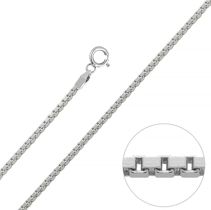LeCalla 925 Sterling Silver Italian 0.08 MM, 1 MM, 2 MM Box Chain Necklace for Women Men with Spring Ring Clasp, Made in Italy (16, 18, 20, 22, 24 Inches)