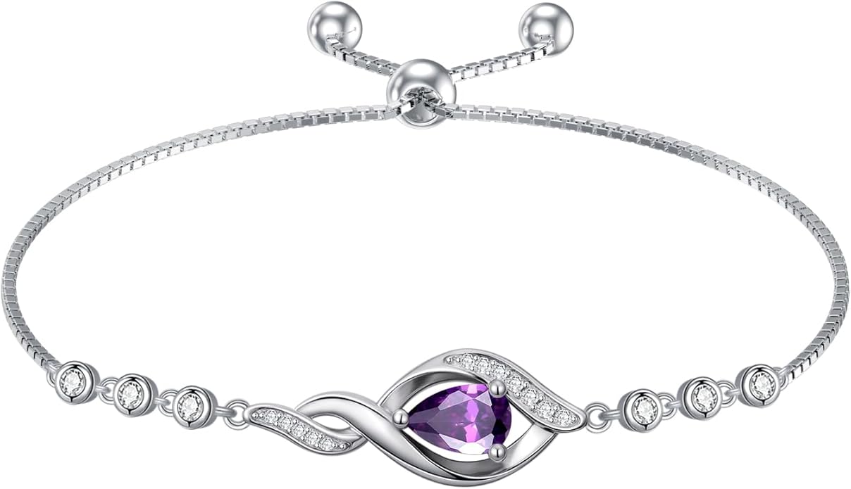 Christmas Gifts Birthstone Bracelet for Women 925 Sterling Silver Infinity Love Jewelry Birthday Gifts for Women Mom Wife Girlfriend
