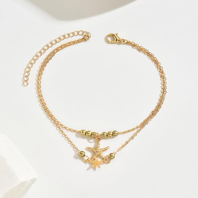 Ankle Bracelets for Women Waterproof Sparkly Anklets Tennis Rhinestone Anklets for Women Starfish Infinity Heart Cross Anklet Bracelet Beach Jewelry