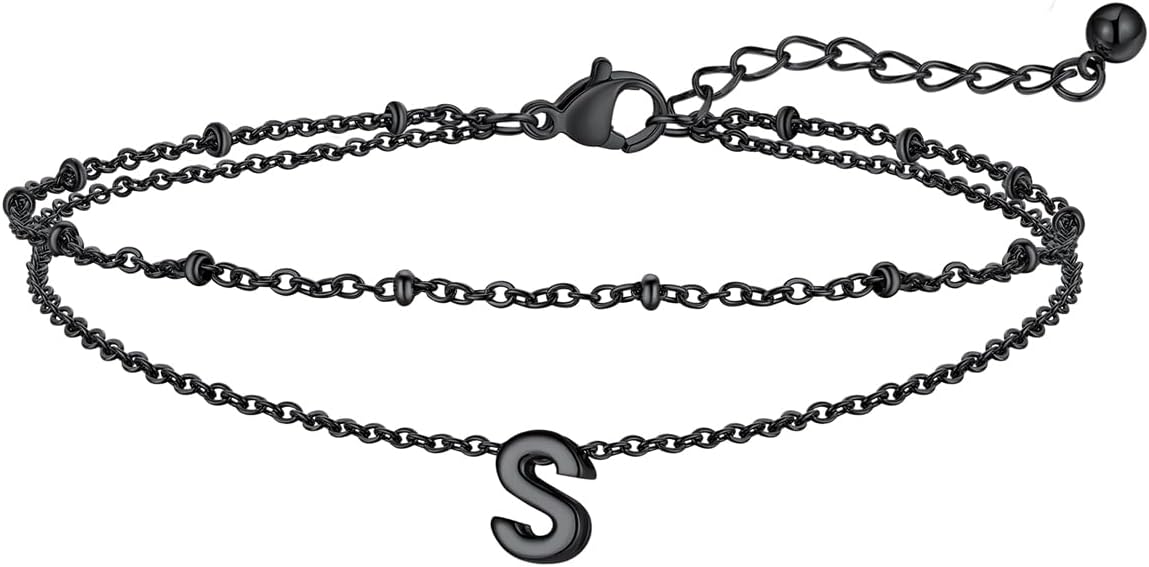 FaithHeart Initial Ankle Bracelets for Women, Waterproof 14k Gold Plated Initial Anklets Non Tarnish Stainless Steel Layered Anklet Summer Beach Foot Jewelry