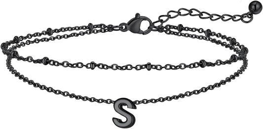 FaithHeart Initial Ankle Bracelets for Women, Waterproof 14k Gold Plated Initial Anklets Non Tarnish Stainless Steel Layered Anklet Summer Beach Foot Jewelry