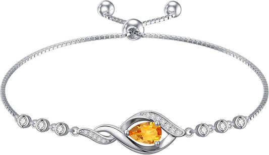 Christmas Gifts Birthstone Bracelet for Women 925 Sterling Silver Infinity Love Jewelry Birthday Gifts for Women Mom Wife Girlfriend