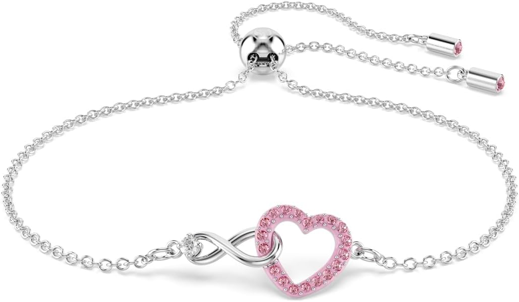 Swarovski Hyperbola Bracelet, Heart And Infinity, Pink, Rhodium Finished