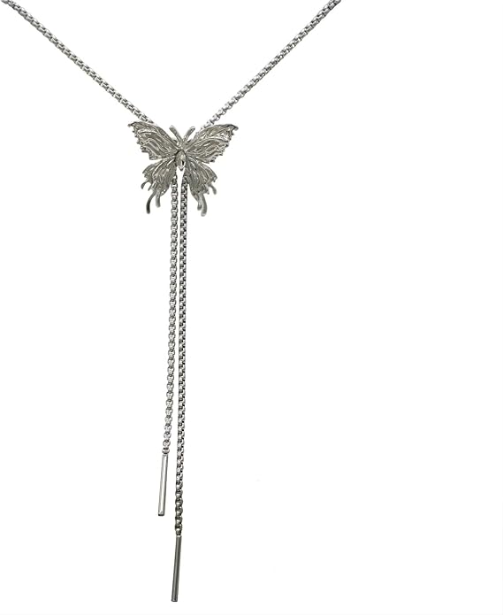 Irregular Y2k Long Y-shaped Necklace with Zircon Inlaid Sparkling Brick Tassel Pendant Double-Layer Chain High-end Fashion Accessory Women's