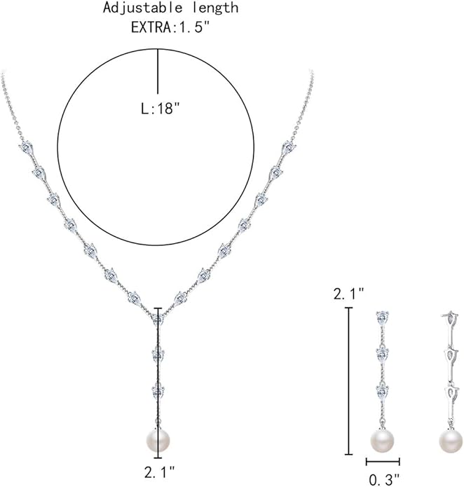 EleQueen Women's Simulated Pearl Wedding Jewelry Set, Cubic Zirconia Marquise Floral Bridal Necklace Earrings Bracelet Sets