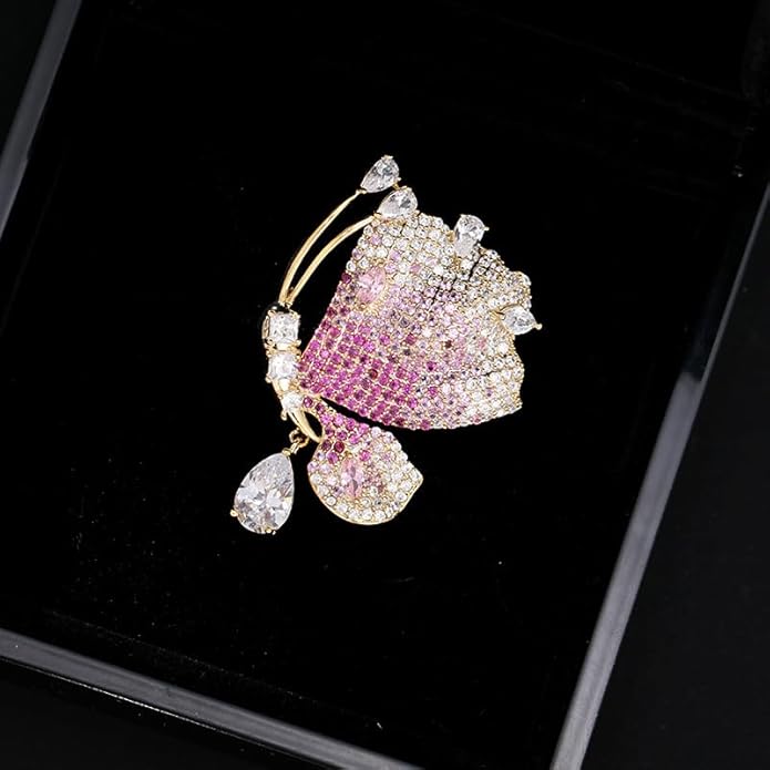14K Gold Luxury Butterfly Brooch Sparkling Moissanite Accents & Enamel Painted Details, Retro Chic for Cheongsam, Coats & Formal Attire