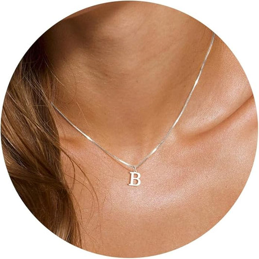 Foxgirl Gold Initial Necklaces for Women, Dainty Gold Letter Necklace Tiny A-Z Pendant Choker Necklace Trendy Cute Personalized Monogram Name Necklace Gold Jewelry Necklace for Women Gift