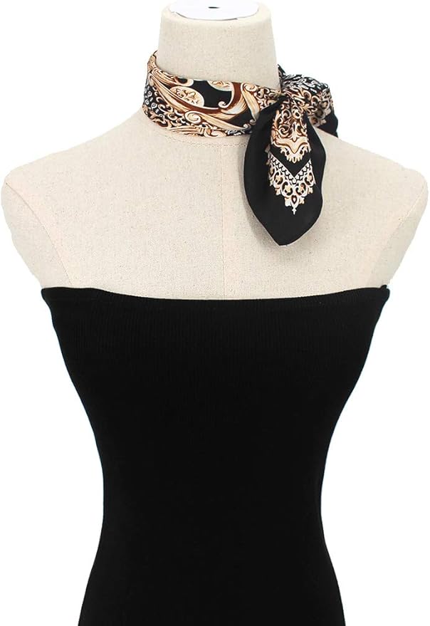 ANDANTINO 100% Mulberry Silk Scarf -21” Lightweight Square Neckerchief – Breathable Digital Printed Scarves with Gift Packed
