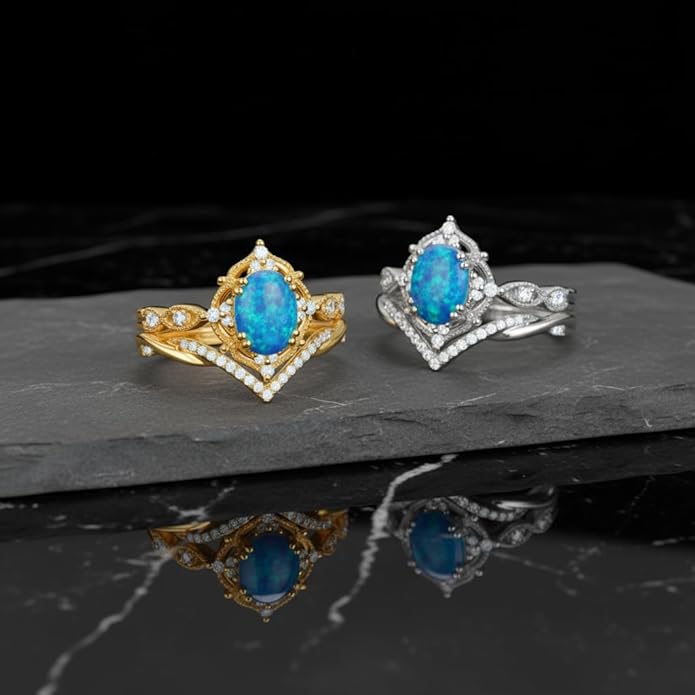 Oval Cut Vintage Gemstone Engagement Rings set for Women S925 Sterling Silver/10K/14K/18K Gold Birthstone Promise Anniversary Bridal Set Ring for her