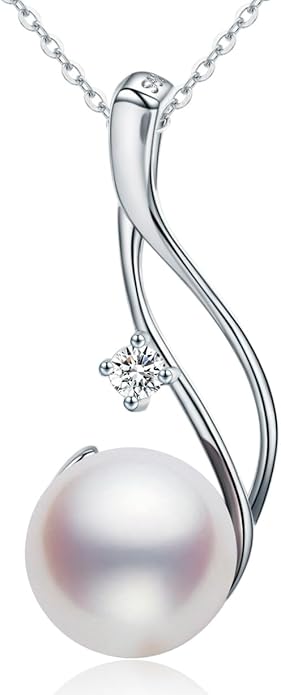 CHAULRI Premium Cultured Freshwater White Pearl Pendant Necklace 18K Gold Plated Sterling Silver gifts for Women for Her Wife Mom Daughter