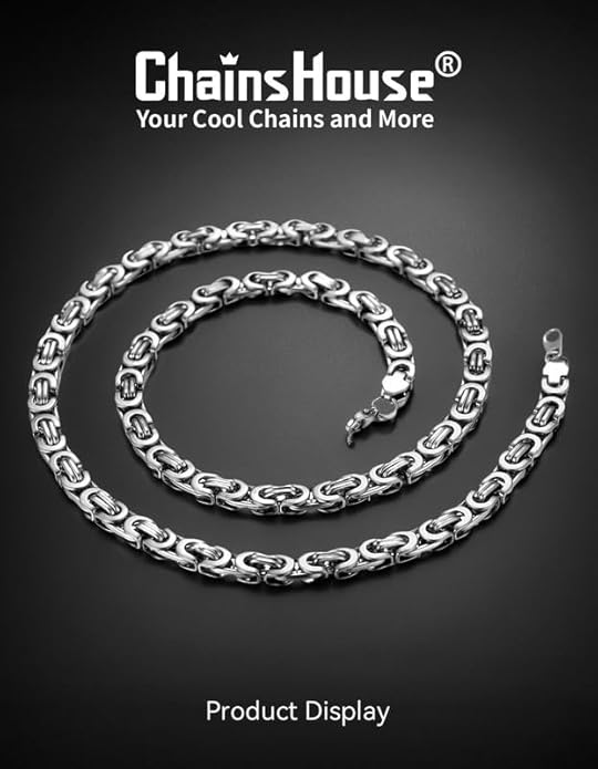 ChainsHouse Flat Byzantine Link Necklace for Men 6mm/8mm/10mm Width, 18K Gold Plated/Stainless Steel Black Byzantine Chain Necklaces, 18" 20" 22" 24" 26" 28" 30" Length, with Gift Box