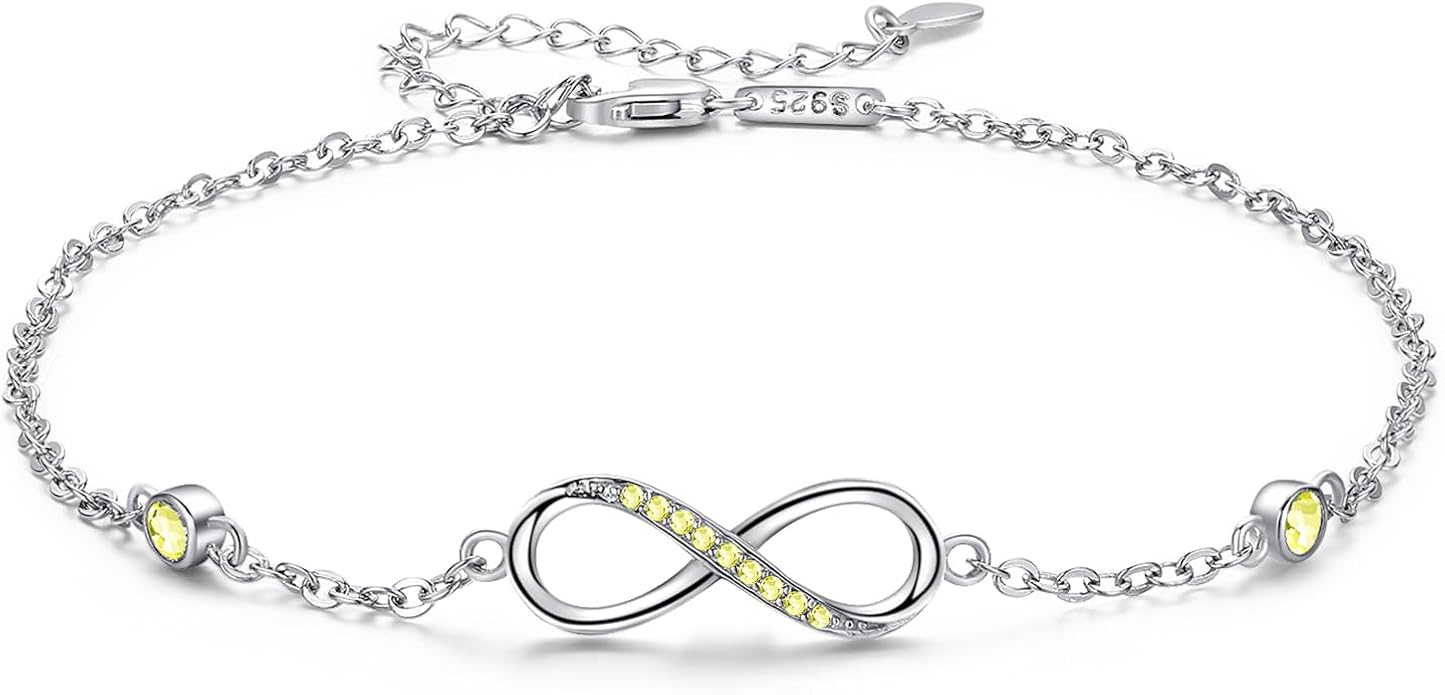 MEDWISE Womens Infinity Anklet Bracelet 925 Sterling Silver Endless Love Symbol Ankle Bracelet Adjustable Plus Size Large Bracelet Gifts for her Mother’s Day Gifts
