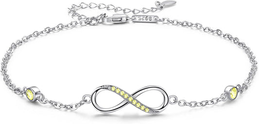 MEDWISE Womens Infinity Anklet Bracelet 925 Sterling Silver Endless Love Symbol Ankle Bracelet Adjustable Plus Size Large Bracelet Gifts for her Mother’s Day Gifts