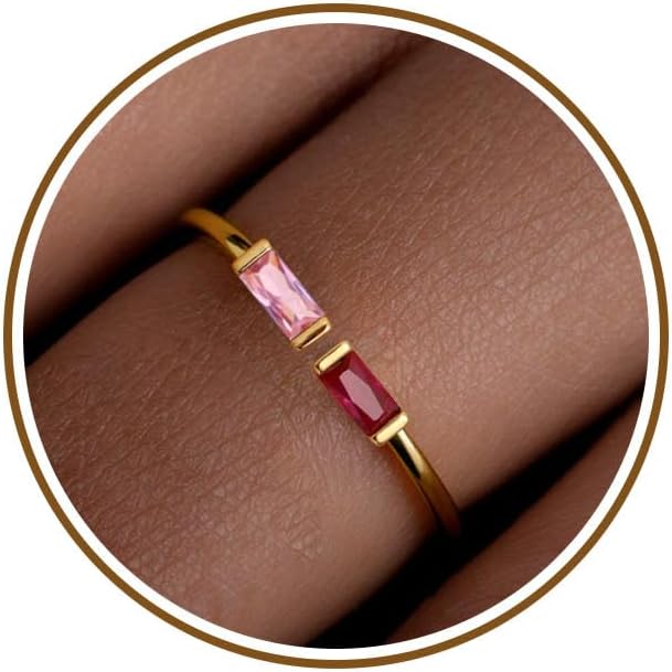 JSJOY Birthstone Rings for Women Dainty Emerald Blue Ring Birthday Gifts for Mom Her Gemstones CZ Ring for Teens Gold Rings That Don't Tarnish Adjustable Ring Jewelry Gifts