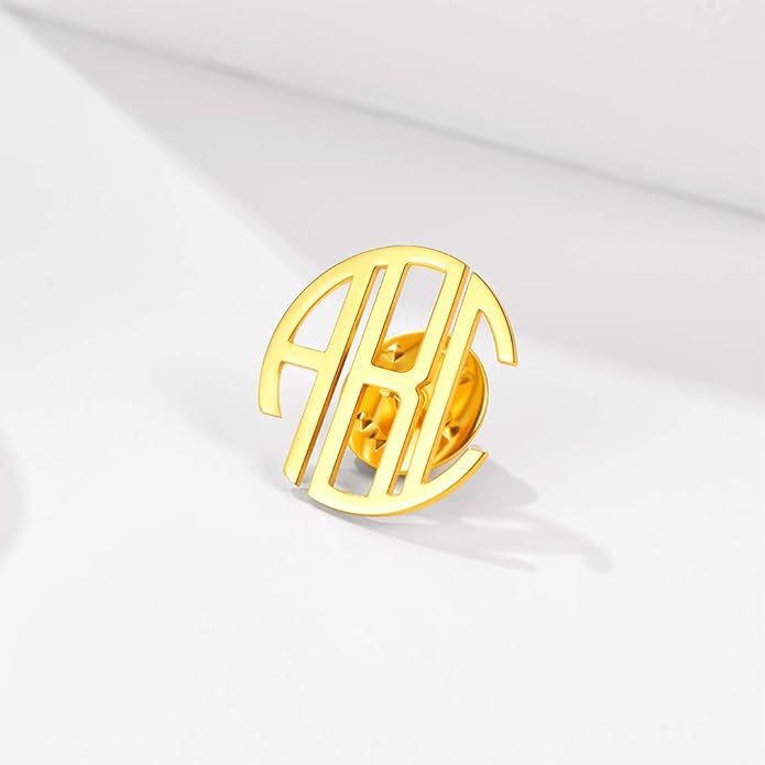 Custom4U Custom Name Pin Personalized Brooch Pins for Women Men Stainless Steel Name Tag with Letters/Initials - Silver/Gold/RoseGold/Black Customized Jewelry Gifts for Birthday Wedding Business Party