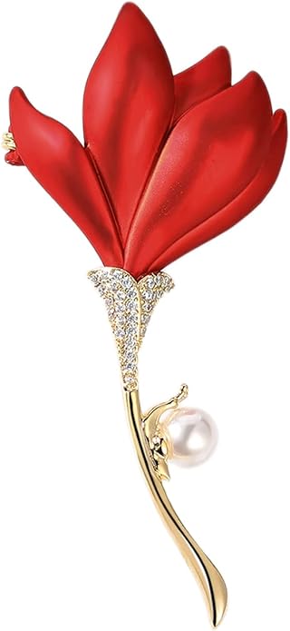 AILONMEI Red Rose Flower Brooches and Pins for Women Costume Jewelry Brooch Pins Broches Jewelry for Women Elegant Lady Pin