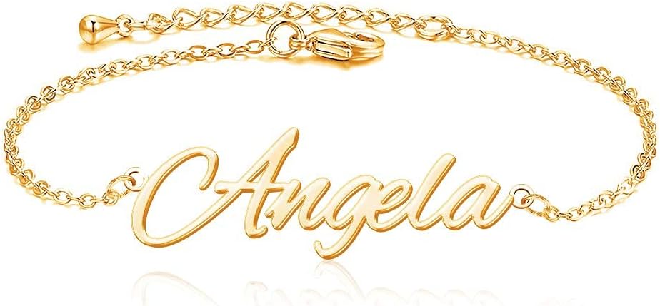 Personalized Name Ankle Bracelet for Women Custom Layered Name Anklet with Initials 18K Gold Plated Graduation Gift Customized Anklets for Women 8.7”-10.7”
