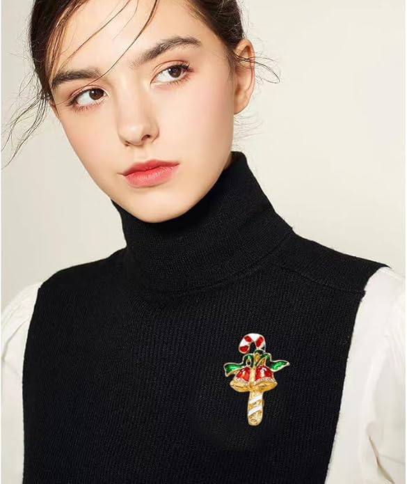 ONLYJUMP Christmas Bell Brooch Pins for Women Girls Lovely Crystal Christmass Tree Snowflake Bell Reindeer Snowman Brooches Colorful Xmas Enamel Pins Holiday Party Gift