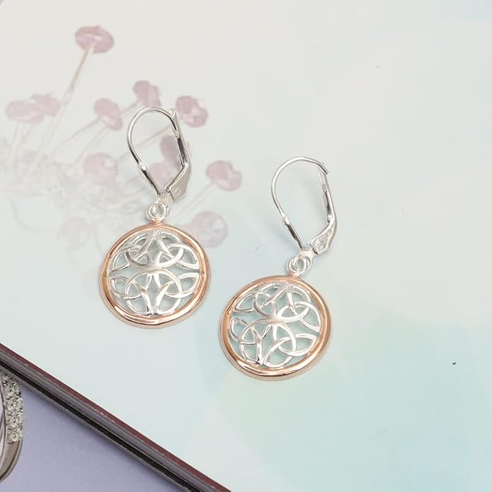 LeCalla 925 Sterling Silver Leverback Drop Earrings | Lightweight Celtic-Knot Filigree Heart Teardrop Dangle Earring for Women's Gift for Her