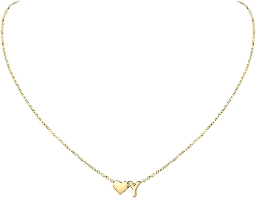 ChicSilver 925 Sterling Silver Heart Initial Necklaces for Women -Dainty Personalized Heart Pendant Letter Alphabet Necklace for Women