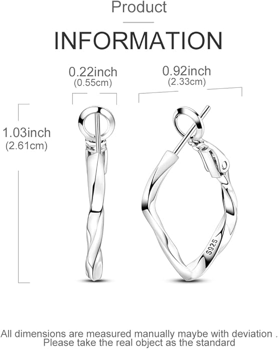 NARMO 925 Sterling Silver Hoop Earrings for Women Hypoallergenic Lightweight Simple Huggie Hoop Earrings Twisted Hoop Earrings Colorful Cubic Zirconia Hoop Earrings Rainbow Hoop Earrings