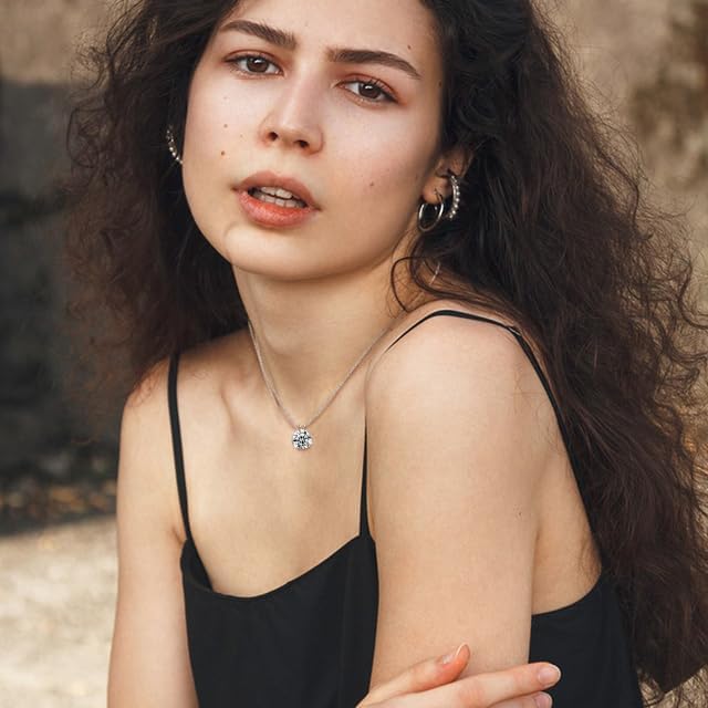 Moissanite Necklace for Women 0.1-12.0CT(3-15mm) Oval/Round Cut Moissanite Pendant 18k Gold Plated Sterling Silver Necklace D Color VVS1 Solitaire Pendant with 18+2 Inch Chain Jewelry for Mom/Wife