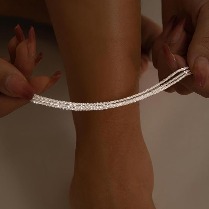 Ankle Bracelets for Women Waterproof Sparkly Anklets Tennis Rhinestone Anklets for Women Starfish Infinity Heart Cross Anklet Bracelet Beach Jewelry
