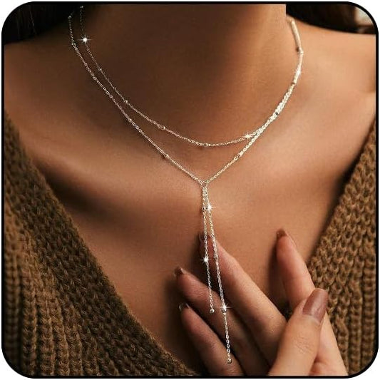 Otxas Lariat Necklace for Women Long Y Shaped Necklaces for Women Drop Necklace Y Shaped Jewelry