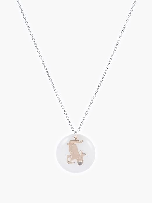Zodiac Sign Necklace – Mother of Pearl Pendant – Available in Two Finish 925 Sterling Silver and 14K Gold Plated – Adjustable Chain – Horoscope Jewelry Gift with Zodiac Card & Gift Box