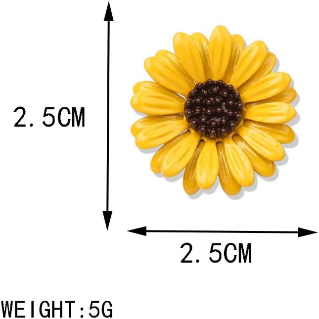HUJUON Daisy Flower Brooch Pin for Women. Yellow Sunflower Collar Pin Chrysanthemum Brooch Coat Hat Sweater Accessories