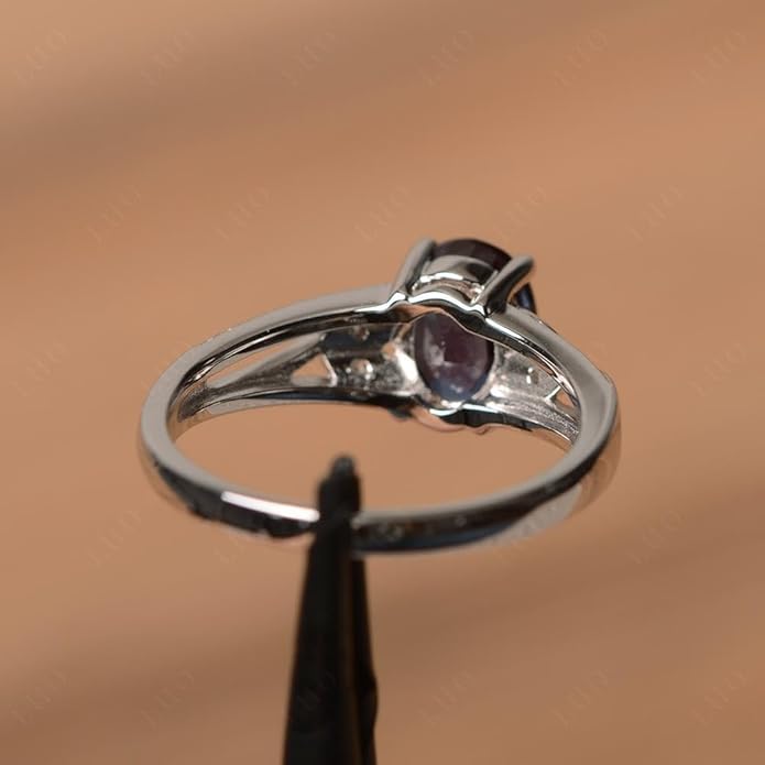 925 Sterling Silver Oval Shaped 8X6 MM Gemstone Ring Leaf Engagement Ring for Women Jewelry