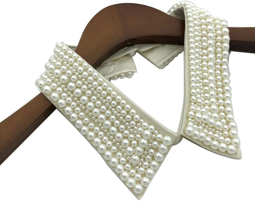 Statement Necklace for Women Girls Simulated Pearl Beaded Bib Detachable False Collar Choker Necklaces Clothing Accessory