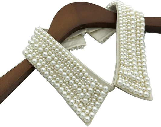 Statement Necklace for Women Girls Simulated Pearl Beaded Bib Detachable False Collar Choker Necklaces Clothing Accessory