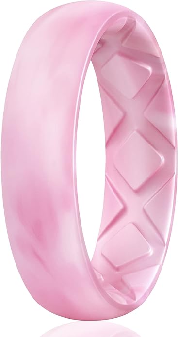 Egnaro Women's Bridal Rings Sets, 6mm Wide, 2mm Thick, Silicone Wedding Rubber Band with Half Size, Inner Arc Ergonomic Breathable Design