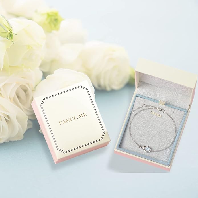 FANCIME Love Bracelet 925 Sterling Silver Infinity Birthstone Bracelets for Women Fine Jewelry Birthday Christmas Gifts for Her Mom Wife, Chain Length 6.7"+1.2" Extend