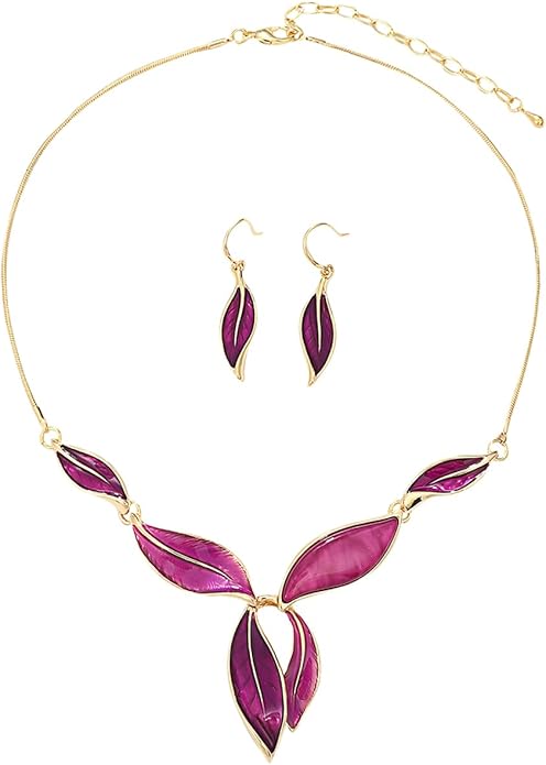 Vintage Chunky Statement Jewelry Set Retro Leaf Floral Geometric Bohemian Boho Bib Necklace Earring Set Fashion Costume Jewelry for Women Girls Wedding Party Prom Unique Gift